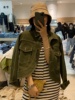 军绿色短款牛仔外套女春秋，2023韩版复古时尚流行小个子夹克上衣潮