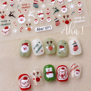 美甲圣诞系列贴纸圣诞老人，麋鹿雪花圣诞袜圣诞树饰品，小雪人指甲贴