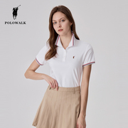 polowalk短袖polo衫女2024清凉夏装，显瘦甜美半袖气质淑女上衣