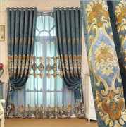 简约现代高档欧式雪尼尔，绣花窗帘布成品大气，客厅阳台卧室落地定制