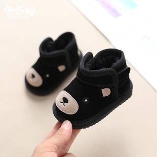 宝宝雪地靴冬季1-3岁女婴儿学步鞋软底棉靴男童加绒加厚保暖靴子2