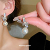 银针锆石打结珍珠耳环时尚气质轻奢风耳钉个性简约高级感耳饰