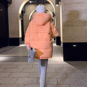 2023年奶橘色羽绒，棉服女冬中长款小个子，加厚棉衣韩版棉袄外套