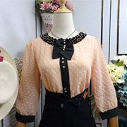 夏季雪纺衬衫短袖女装夏装2023年潮娃娃领很仙上衣服洋气小衫