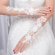 婚庆韩式新娘结婚露指手套短款蕾丝花朵婚纱配饰手套
