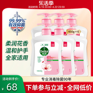 滴露洗手液450g*6家用非泡沫型儿童抑菌补充装非消毒杀菌