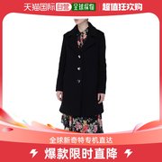 香港直发LOVE MOSCHINO 女士黑色羊毛混纺饰有心形纽扣翻领羊毛外