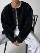 MRDONG韩国男装水貂绒质感气质圆领高品时尚针织开衫毛衣外套