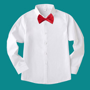 儿童证件照衬衣男童白色纯棉衬衫长袖2023初秋上衣校园演出服