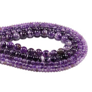 天然梦幻紫晶石圆珠手串，diy饰品配件，手链项链散珠制作手工材料