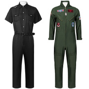 万圣节男装飞行员制服壮志，欧美军装连体衣ds舞台装凌云cos服套装