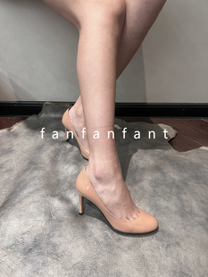 fanfanfant 如履平地 CL85a 裸色漆皮高级圆头工作鞋 8.5CM高跟鞋