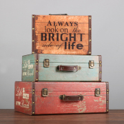 美式复古手提箱木箱子民国皮箱，做旧摆件旅行箱，橱窗陈列摄影道具箱