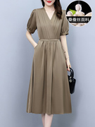 杭州高端重磅真丝连衣裙子女夏季2024年高级感宽松桑蚕丝长裙
