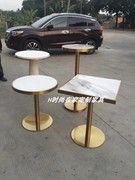 北欧圆形洽谈桌不锈钢大理石 边几餐桌子金属咖啡现代简约小圆桌