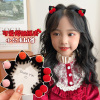 韩版儿童猫耳朵发夹小女孩樱桃丝绒双面小抓夹宝宝碎发夹女童发饰