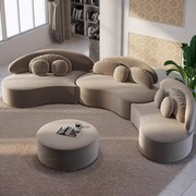 北欧轻奢客厅布艺圆弧形沙发，简约设计师创意，会所美容院接待组合