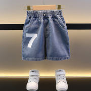男童牛仔短裤薄款洋气潮，2024儿童夏装小童，外穿男宝五分裤夏季