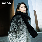 odbo 高级感加厚獭兔毛围脖女春季保暖黑色时尚潮牌护颈