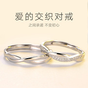 s925纯银同心结情侣戒指，韩版学生简约镶钻设计女对戒婚戒