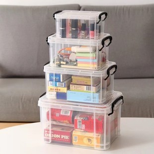 透明收纳盒储物箱迷你玩具整理盒简约家用大号药箱杂物收纳书籍箱