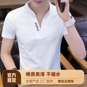 夏季男士立领印花短袖，t恤半截袖polo衫男装，打底衫潮流上衣服体恤