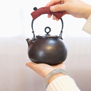 一张打钱袋壶纯手工，紫铜做旧煮茶壶纯铜复古烧水壶煮茶壶泡茶壶