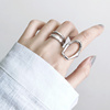 s925纯银食指戒指女士，潮人日韩简约夸张个性圆环开口指环韩国饰品