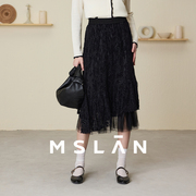 mslan时装周商场，同款秋冬复古蕾丝，长裙半身裙medm8301