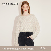 Miss Sixty2023秋季毛针织衫女圆领套头短款羊毛混纺温柔气质