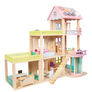 娃娃屋儿童玩具木质三层小别墅房子家具套装5宝宝3-6同岁生日礼物