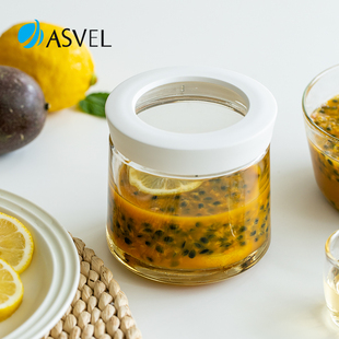 日本asvel百香果玻璃罐家用分装蜂蜜储存咖啡豆保存罐透明密封罐