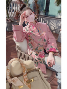 气质名媛高级感新中式粉色刺绣外套，秋装独特设计上衣减龄