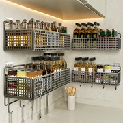 厨房置物架家用多功能墙上壁挂式免打孔调味罐调料，品整理收纳架子