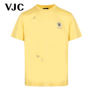 同款VJC/威杰思2024年夏季男装黄色烫钻印花短袖T恤