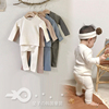 韩国进口童装18冬宝婴幼儿童纯色，加绒保暖内衣家居服套装4033