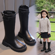 儿童靴女童靴子冬季2023长筒靴韩版英伦风马丁靴小女孩高筒靴