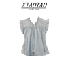 XIAOTAO 法式棉麻无袖衬衫女夏设计感花边宽松显瘦百搭小飞袖上衣