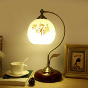 高档复古实木中式台灯欧式简约客厅书房卧室床头灯美式浪漫古典调