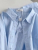 蓝色纯棉衬衫女长袖，2024春装夏季别致宽松超好看上衣衬衣外套