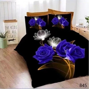 印3花床上用品婚庆被套，床单枕套双人3四件套，玫瑰花卉印花套件