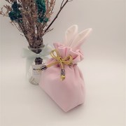 日式粉色可爱兔子耳朵束口袋，首饰包小号(包小号，)便携化妆品抽绳收纳袋