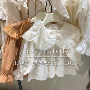 韩国童装2024春款女童时尚娃娃领纯色衬衫中小童洋气甜美长袖衬衣