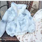 儿童棉服男女童冬季加绒加厚外套宝宝毛毛衣棉袄保暖仿皮草亲子装