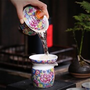 家用景德镇纯银茶具套装珐琅彩功夫茶具鎏银整套陶瓷茶壶茶杯