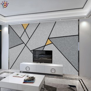 电视背景墙壁纸现代简约墙布8d立体壁画大气装饰客厅5d几何影视3d