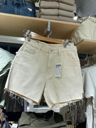 Brandy BM夏季高腰直筒米色牛仔裤bm纯棉美式百搭宽松短裤女