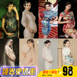 2021复古中国风，老上海孕妇妈咪艺术拍照旗袍，写真影楼主题服装