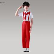 。少年中国说演出服，六一s儿童节裙子，的衣服合唱背带裤红领巾女童