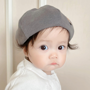 韩国进口婴儿帽子秋冬保暖男女宝宝贝雷帽新生儿套头针织纯棉胎帽